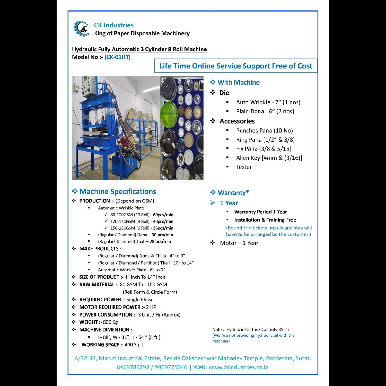 Hydraulic Fully Automatic Three Cylinder 8 Roll